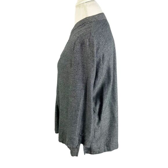Hot Cotton Gray Herringbone Woven Tunic Top V-Neck Classic Lagenlook size L - Picture 10 of 10